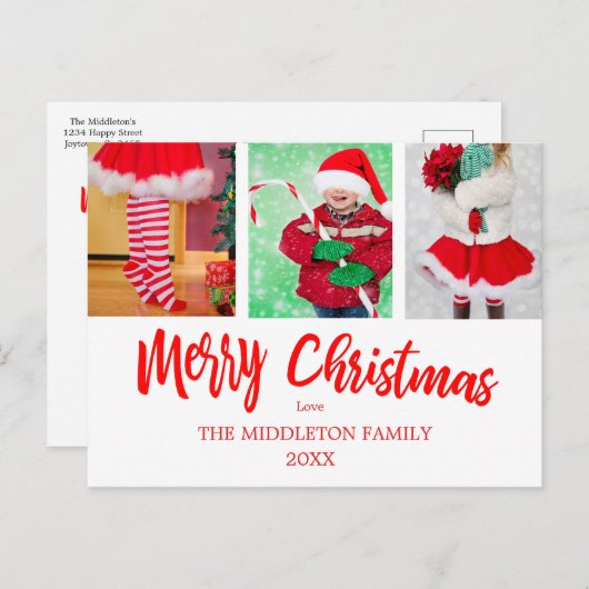 メリークリスマスフォトホリデーグリーティングポストカード シーズンポストカード (正面/裏面)