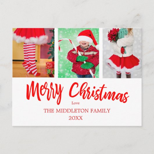 メリークリスマスフォトホリデーグリーティングポストカード シーズンポストカード (正面)