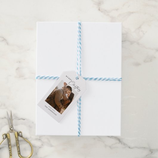 メリークリスマスフォトホリデー ギフトタグ (より糸付き)