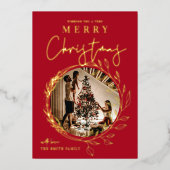 メリークリスマスフォトホリーリースフォイルカード 箔シーズンカード (正面)