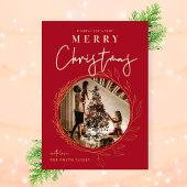 メリークリスマスフォトホリーリースフォイルカード 箔シーズンカード