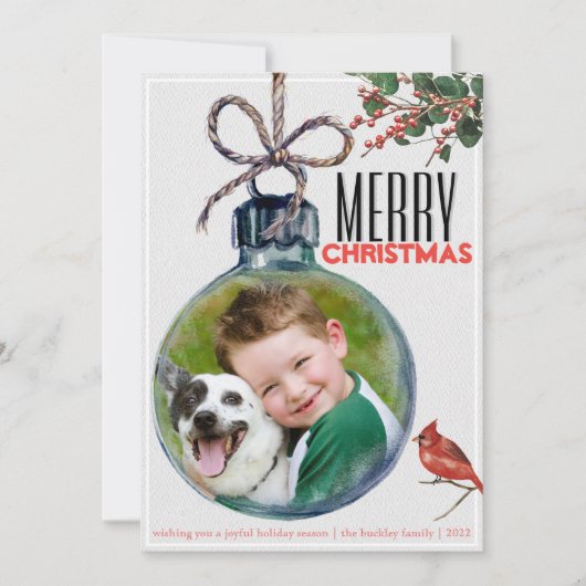メリークリスマスフォトボーブルユニークヴィンテージスタイル シーズンカード (正面)