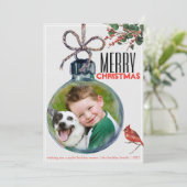 メリークリスマスフォトボーブルユニークヴィンテージスタイル シーズンカード (スタンド正面)