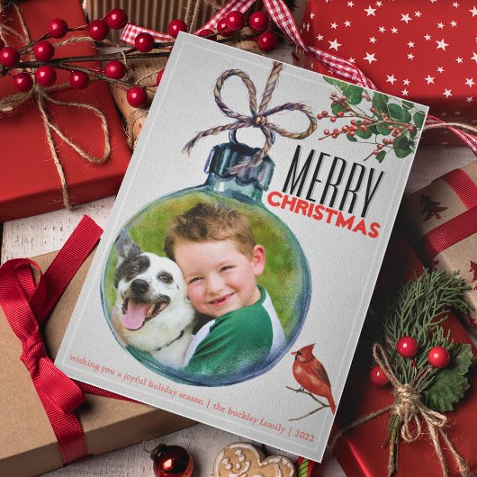 メリークリスマスフォトボーブルユニークヴィンテージスタイル シーズンカード