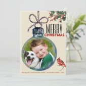 メリークリスマスフォトボーブルユニークヴィンテージスタイル シーズンカード (スタンド正面)