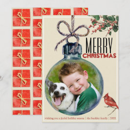 メリークリスマスフォトボーブルユニークヴィンテージスタイル シーズンカード