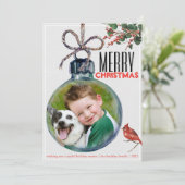 メリークリスマスフォトボーブルユニークヴィンテージスタイル シーズンカード (スタンド正面)