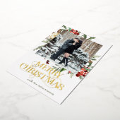 メリークリスマスフォトポインセチア 箔シーズンカード (回転した状態)