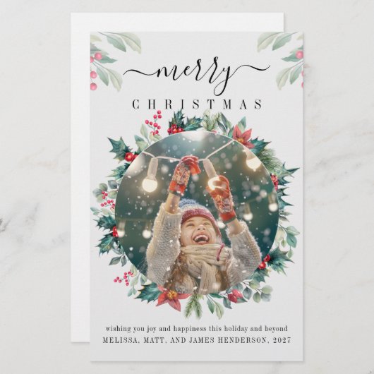 メリークリスマスフォトミスタントーホリデーカード 便箋 (正面/裏面)