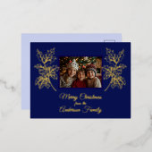 メリークリスマスフォトミッドナイトブルー 箔シーズンポストカード (正面/裏面)