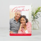 メリークリスマスフォトモダンかわいい書道赤 シーズンカード (スタンド正面)