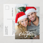 メリークリスマスフォトモダングリーティングホリデー ポストカード (正面/裏面)