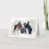 メリークリスマスフォトモダングリーンエレガントリー シーズンカード (正面)