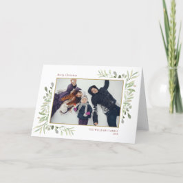 メリークリスマスフォトモダングリーンエレガントリー シーズンカード