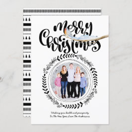 メリークリスマスフォトモダンフェスティバルロビンクリスマス 招待状