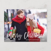 メリークリスマスフォトモダンブラシスクリプト ポストカード (正面)