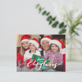 メリークリスマスフォトモダンホリデーグリーティング ポストカード (スタンド正面)