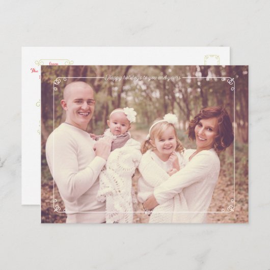メリークリスマスフォトモダンホリデーポストカード シーズンポストカード (正面/裏面)