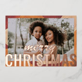 メリークリスマスフォトモダン抽象芸術ウォーター色 箔シーズンカード (正面)