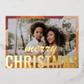 メリークリスマスフォトモダン抽象芸術ウォーター色 箔シーズンカード (正面)