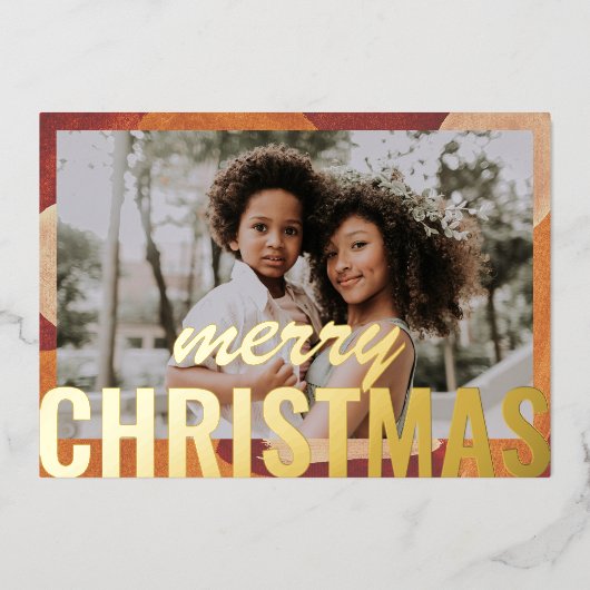 メリークリスマスフォトモダン抽象芸術ウォーター色 箔シーズンカード (正面)