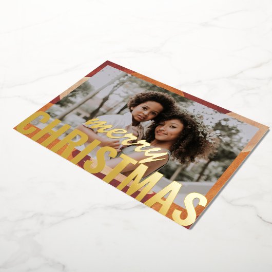 メリークリスマスフォトモダン抽象芸術ウォーター色 箔シーズンカード (回転した状態)