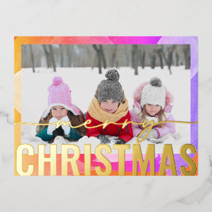 メリークリスマスフォトモダン抽象芸術ウォーター色 箔シーズンポストカード