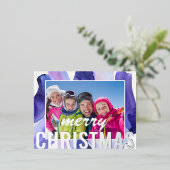 メリークリスマスフォトモダン抽象芸術ウォーター色 箔シーズンポストカード (立ち正面)