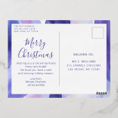 メリークリスマスフォトモダン抽象芸術ウォーター色 箔シーズンポストカード (裏面)