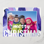 メリークリスマスフォトモダン抽象芸術ウォーター色 箔シーズンポストカード (正面)