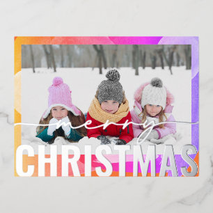 メリークリスマスフォトモダン抽象芸術ウォーター色 箔シーズンポストカード