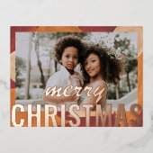 メリークリスマスフォトモダン抽象芸術ウォーター色 箔シーズンポストカード (正面)