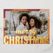 メリークリスマスフォトモダン抽象芸術ウォーター色 箔シーズンポストカード (正面)