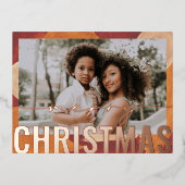 メリークリスマスフォトモダン抽象芸術ウォーター色 箔シーズンポストカード (正面)