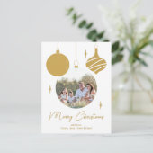 メリークリスマスフォトモダン金ゴールドスクリプト シーズンポストカード (スタンド正面)