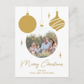 メリークリスマスフォトモダン金ゴールドスクリプト シーズンポストカード (正面)