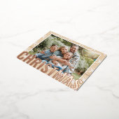 メリークリスマスフォトモダン金ゴールドフェスティバルパターン 箔シーズンポストカード (回転した状態)