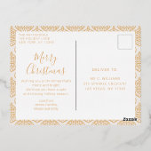 メリークリスマスフォトモダン金ゴールドフェスティバルパターン 箔シーズンポストカード (裏面)