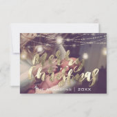 メリークリスマスフォトライツストリングスカスタム金ゴールド 招待状 (正面)