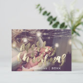 メリークリスマスフォトライツマーブルカスタム金ゴールド 招待状 (スタンド正面)