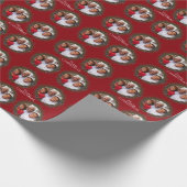 メリークリスマスフォトリースレッドクリスマス ラッピングペーパー (角)