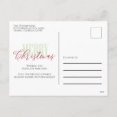 メリークリスマスフォトレッドグリーンパターエレガントン シーズンポストカード (裏面)