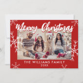 メリークリスマスフォトレッドスノーフレーク シーズンカード (正面)