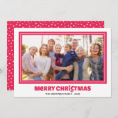 メリークリスマスフォトレッドタイポグラフィホリデー シーズンカード (正面/裏面)