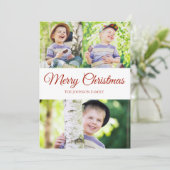 メリークリスマスフォトレッドホワイトドットホリデーカード シーズンカード (スタンド正面)