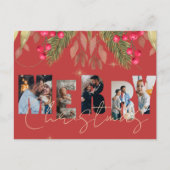 メリークリスマスフォトレッド金ゴールドクリスマス ポストカード (正面)