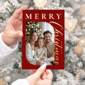 メリークリスマスフォトレッド金ゴールド 箔シーズンカード