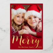 メリークリスマスフォトレッド 箔シーズンカード (正面)