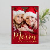 メリークリスマスフォトレッド 箔シーズンカード (立ち正面)