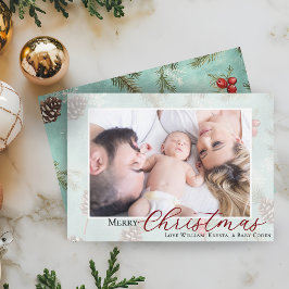 メリークリスマスフォト冬の緑 シーズンカード